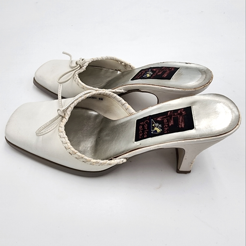 Carlos Falchi White Dress Heels 6 M